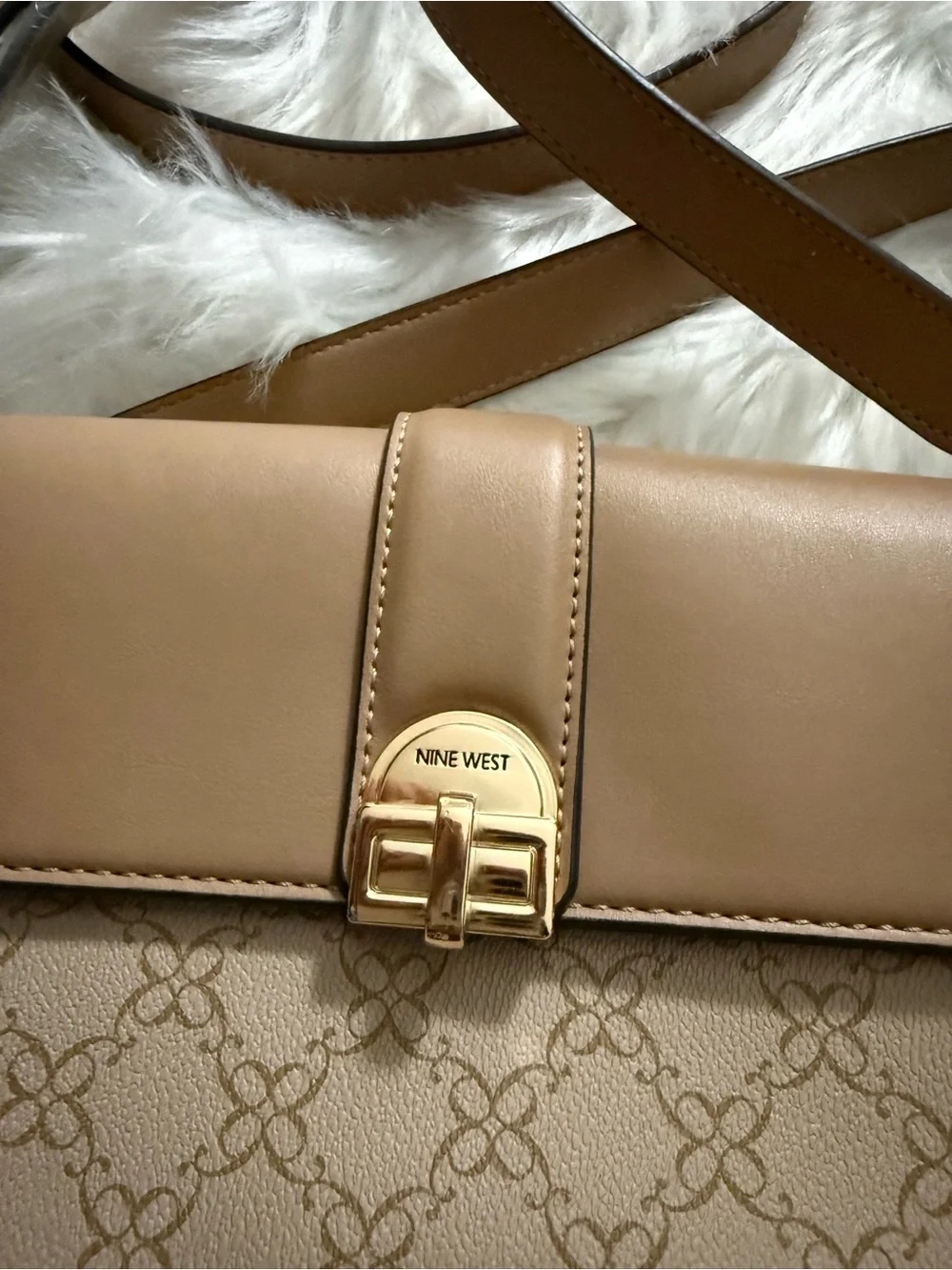 Nine West Tan and Beige Crossbody Shoulder Bag